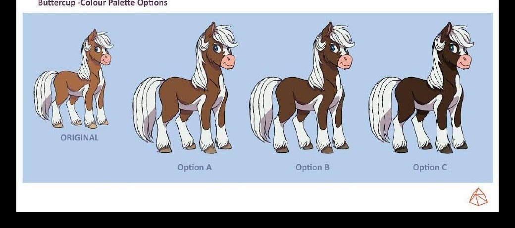 Buttercup colour palette options — original versus options A, B and C